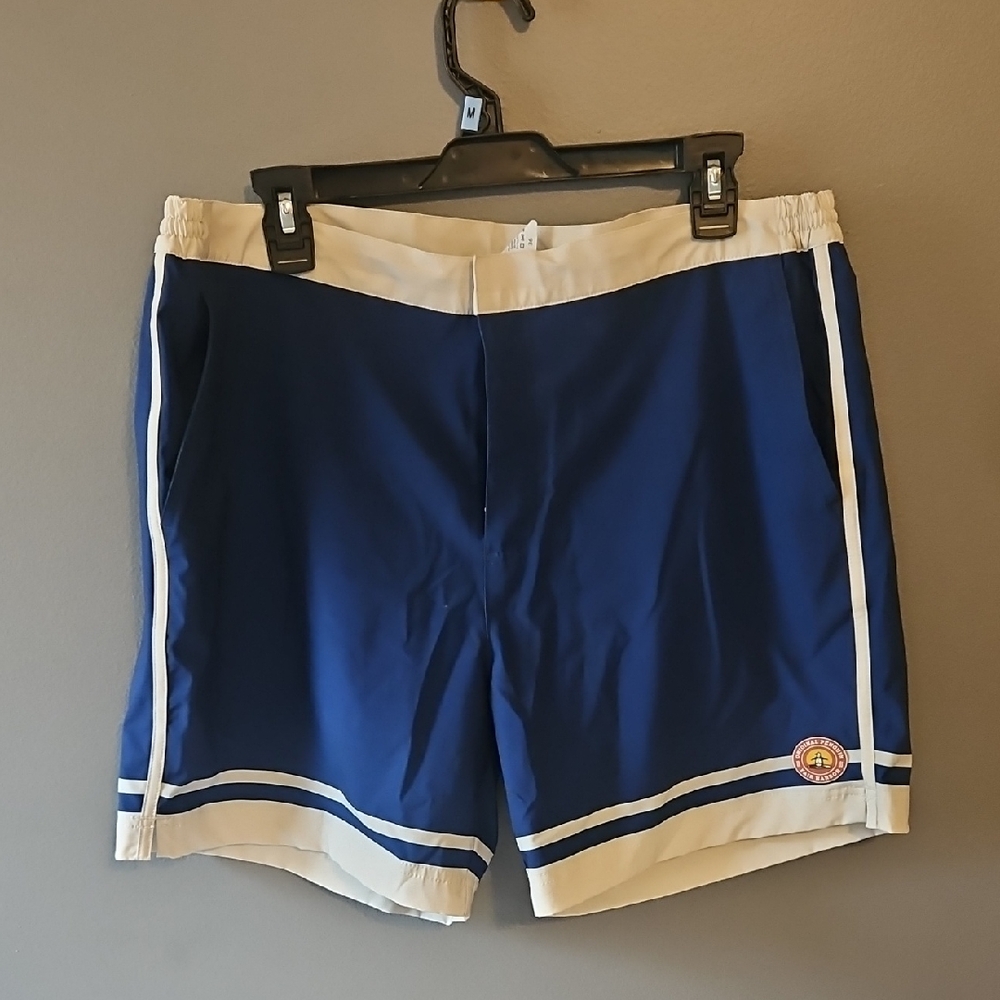 Fair Harbor Original Penguin Dark Blue and Cream Shorts Swim Trunks Board Shorts